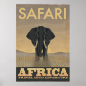 Elephant Africa Safari Vintage Reiseposter Poster (Vorne)