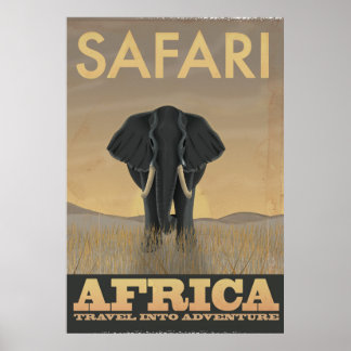 Elephant Africa Safari Vintage Reiseposter Poster