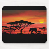 Elephant African Sunset Mousepad (Vorne)