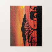 Elephant African Sunset Puzzle (Vertikal)