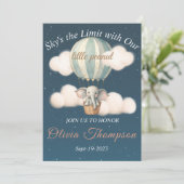 Elephant Air Balloon Baby Shownacht Einladung (Stehend Vorderseite)