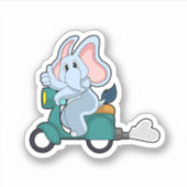 Elephant als Biker mit Scooter Aufkleber (Vorderseite)