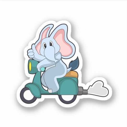 Elephant als Biker mit Scooter Aufkleber (Vorderseite)