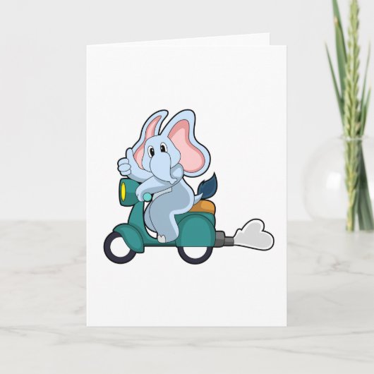 Elephant als Biker mit Scooter Karte (Vorderseite)