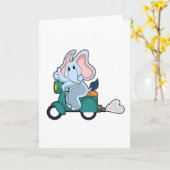 Elephant als Biker mit Scooter Karte (Gelbe Blume)