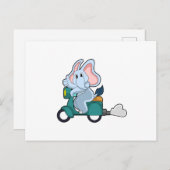 Elephant als Biker mit Scooter Postkarte (Vorne/Hinten)