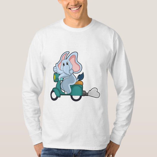 Elephant als Biker mit Scooter T-Shirt (Vorderseite)