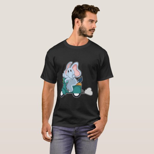 Elephant als Biker mit Scooter T-Shirt (Vorne ganz)