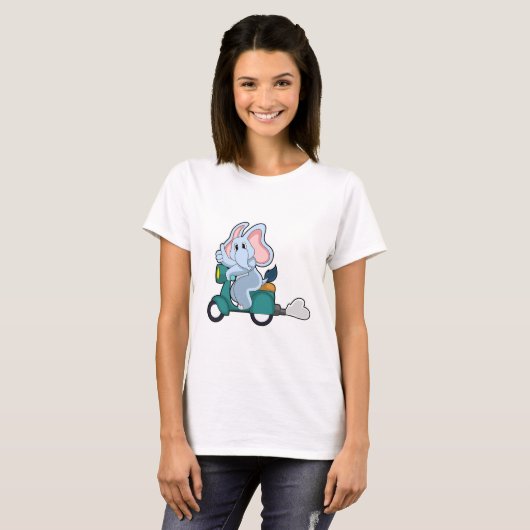 Elephant als Biker mit Scooter T-Shirt (Vorne ganz)