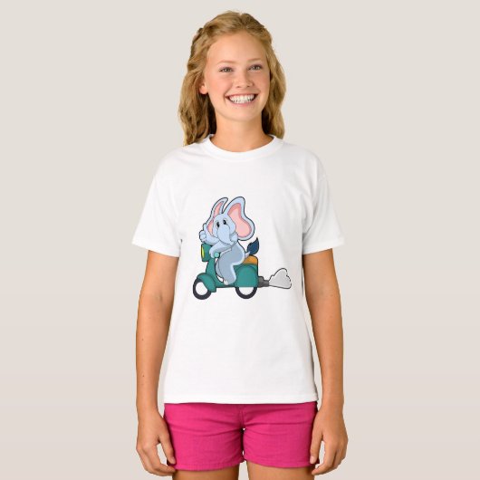 Elephant als Biker mit Scooter T-Shirt (Vorne ganz)