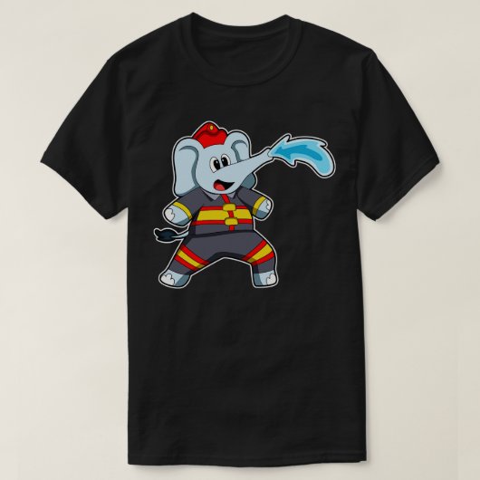 Elephant als Feuerwehrmann mit Schlauch 3 T-Shirt (Design vorne)