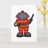 Elephant als Feuerwehrmann mit Schlauch Karte (Gelbe Blume)