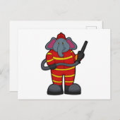 Elephant als Feuerwehrmann mit Schlauch Postkarte (Vorne/Hinten)