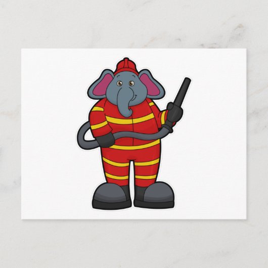 Elephant als Feuerwehrmann mit Schlauch Postkarte (Vorderseite)
