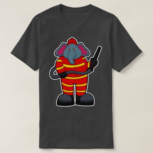 Elephant als Feuerwehrmann mit Schlauch T-Shirt (Design vorne)