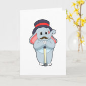 Elephant als Gentleman mit Hut & Walking Stock Karte (Gelbe Blume)
