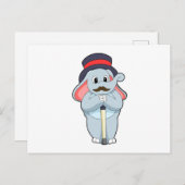 Elephant als Gentleman mit Hut & Walking Stock Postkarte (Vorne/Hinten)