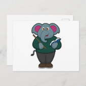 Elephant als Lehrer mit Buch und Zeiger Postkarte (Vorne/Hinten)