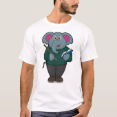 Elephant als Lehrer mit Buch und Zeiger T-Shirt (Vorderseite)