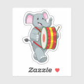 Elephant als Musiker mit Trommelfell Aufkleber (Blatt)