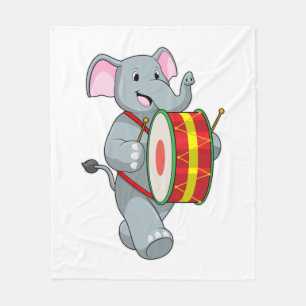 Elephant als Musiker mit Trommelfell Fleecedecke
