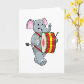Elephant als Musiker mit Trommelfell Karte (Gelbe Blume)