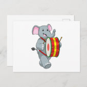Elephant als Musiker mit Trommelfell Postkarte (Vorne/Hinten)