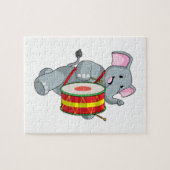Elephant als Musiker mit Trommelfell Puzzle (Horizontal)