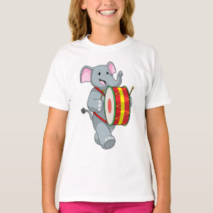 Elephant als Musiker mit Trommelfell T-Shirt