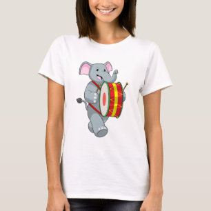 Elephant als Musiker mit Trommelfell T-Shirt