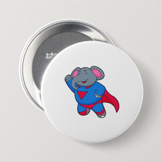 Elephant als Superhero Button (Vorne & Hinten)