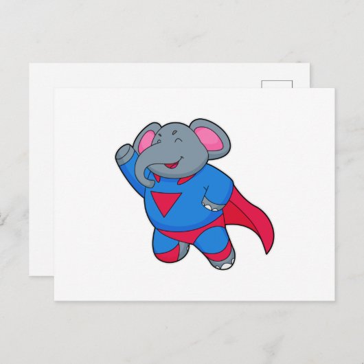Elephant als Superhero Postkarte (Vorne/Hinten)