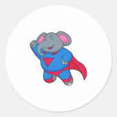 Elephant als Superhero Runder Aufkleber (Vorderseite)