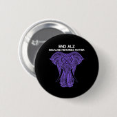 Elephant Alzheimerheimer Awareness Apparel End Button (Vorne & Hinten)