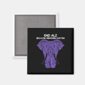 Elephant Alzheimerheimer Awareness Apparel End Magnet (Vorderseite/Rückseite)