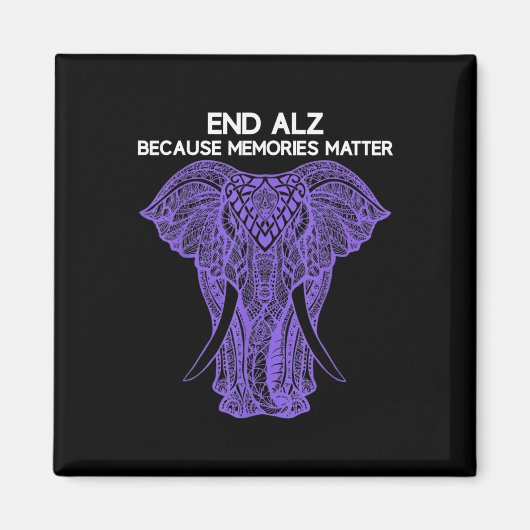 Elephant Alzheimerheimer Awareness Apparel End Magnet (Vorne)