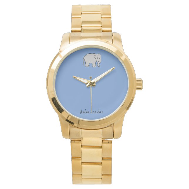 Elephant Ambassador Gold-Metal-Uhr Armbanduhr (Vorderseite)