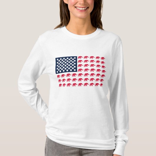 Elephant American Flag T-Shirt (Vorderseite)