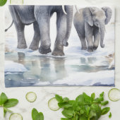 Elephant and Baby Geschirrtuch (Gefaltet)