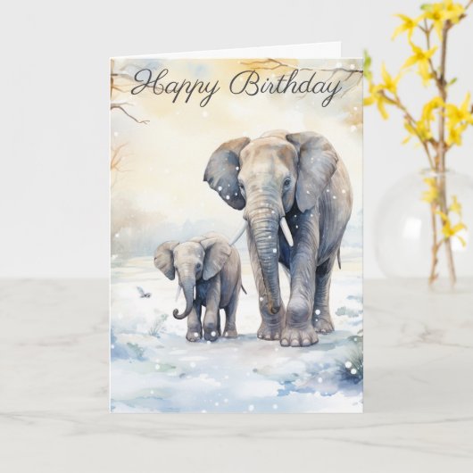 Elephant and Baby Karte (Gelbe Blume)