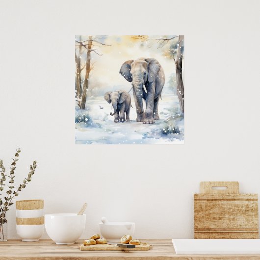 Elephant and Baby Poster (Küche)