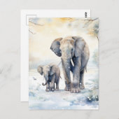 Elephant and Baby Postkarte (Vorne/Hinten)