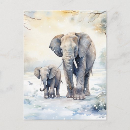 Elephant and Baby Postkarte (Vorderseite)
