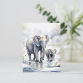 Elephant and Baby Postkarte (Stehend Vorderseite)