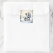 Elephant and Baby Quadratischer Aufkleber (Tasche)