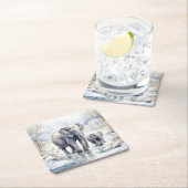 Elephant and Baby Rechteckiger Pappuntersetzer (Vor Ort)