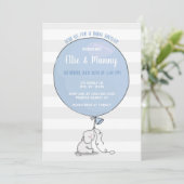 Elephant and Balloon Baby Shower Einladung | Blau (Stehend Vorderseite)