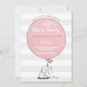 Elephant and Balloon Baby Shower Einladung | Rosa (Vorderseite)