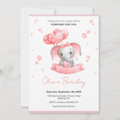 Elephant and Balloons Baby Shower Einladung (Vorderseite)