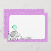 Elephant and Balloons Magenta Vielen Dank Dankeskarte (Vorne/Hinten)